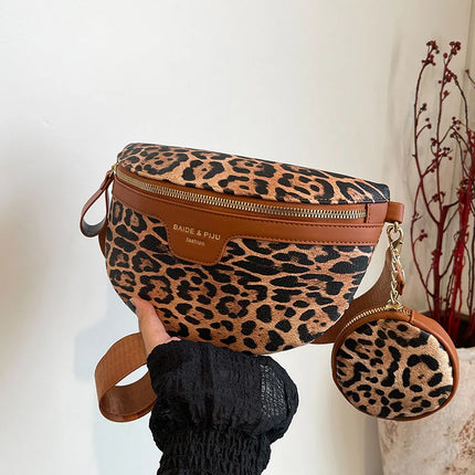 Leopard Print Crossbody & Waist Bag – Adjustable Strap, Mini Pouch, Trendy Animal Print