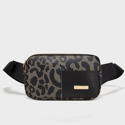 Luxe Crossbody Fanny Pack – Unisex Checker & Leopard Print Waist Bag with Adjustable Strap