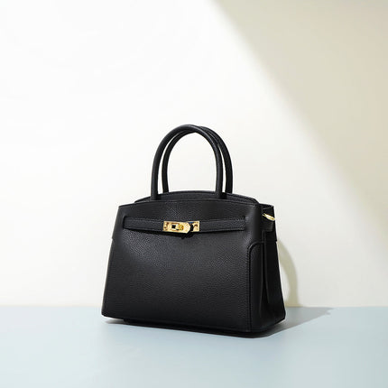 Elegant Vegan Handbag with Gold Lock – Luxury Chic Evening & Work Tote