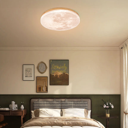 Modern Moon-Inspired Flush Mount Ceiling Light – LED, Dimmable, Minimalist Design for Bedroom & Living Room