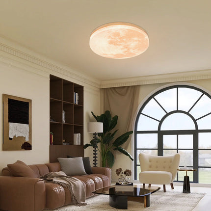 Modern Moon-Inspired Flush Mount Ceiling Light – LED, Dimmable, Minimalist Design for Bedroom & Living Room