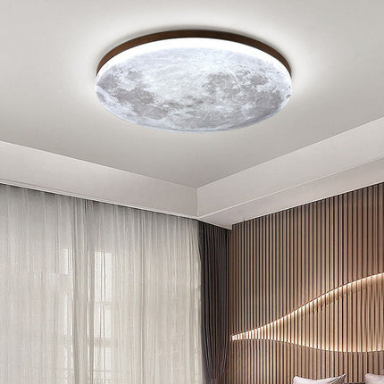 Modern Moon-Inspired Flush Mount Ceiling Light – LED, Dimmable, Minimalist Design for Bedroom & Living Room