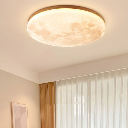 Modern Moon-Inspired Flush Mount Ceiling Light – LED, Dimmable, Minimalist Design for Bedroom & Living Room