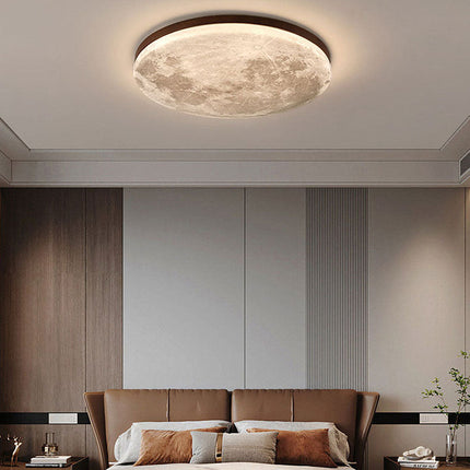 Modern Moon-Inspired Flush Mount Ceiling Light – LED, Dimmable, Minimalist Design for Bedroom & Living Room