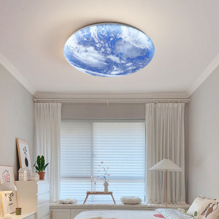 Modern Moon-Inspired Flush Mount Ceiling Light – LED, Dimmable, Minimalist Design for Bedroom & Living Room