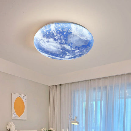 Modern Moon-Inspired Flush Mount Ceiling Light – LED, Dimmable, Minimalist Design for Bedroom & Living Room