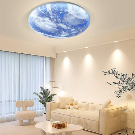 Modern Moon-Inspired Flush Mount Ceiling Light – LED, Dimmable, Minimalist Design for Bedroom & Living Room