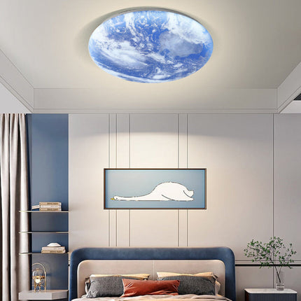 Modern Moon-Inspired Flush Mount Ceiling Light – LED, Dimmable, Minimalist Design for Bedroom & Living Room