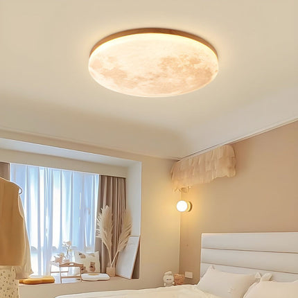Modern Moon-Inspired Flush Mount Ceiling Light – LED, Dimmable, Minimalist Design for Bedroom & Living Room