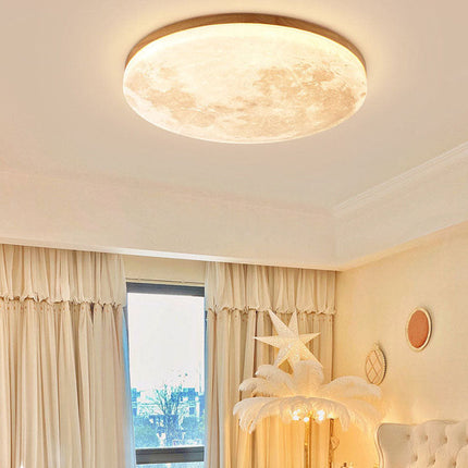 Modern Moon-Inspired Flush Mount Ceiling Light – LED, Dimmable, Minimalist Design for Bedroom & Living Room