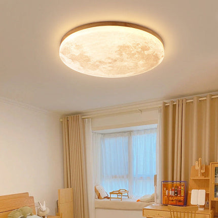 Modern Moon-Inspired Flush Mount Ceiling Light – LED, Dimmable, Minimalist Design for Bedroom & Living Room