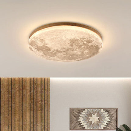 Modern Moon-Inspired Flush Mount Ceiling Light – LED, Dimmable, Minimalist Design for Bedroom & Living Room
