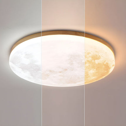 Modern Moon-Inspired Flush Mount Ceiling Light – LED, Dimmable, Minimalist Design for Bedroom & Living Room