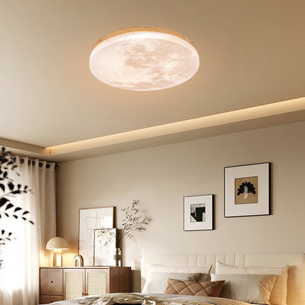Modern Moon-Inspired Flush Mount Ceiling Light – LED, Dimmable, Minimalist Design for Bedroom & Living Room