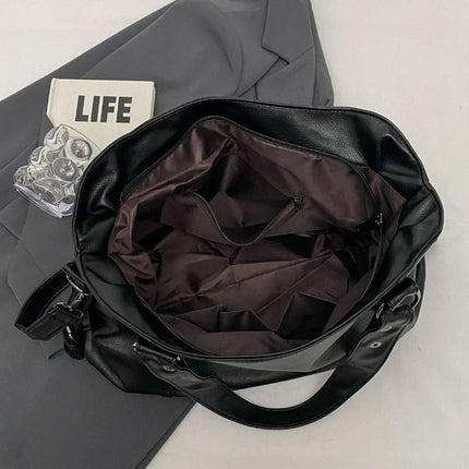Stylish PU Leather Shoulder Bag – Spacious Tote with Multiple Pockets for Women