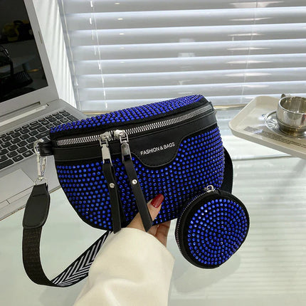 Luxury Studded Crossbody & Waist Bag with Extra Pouch – Chic Shoulder Bag Style