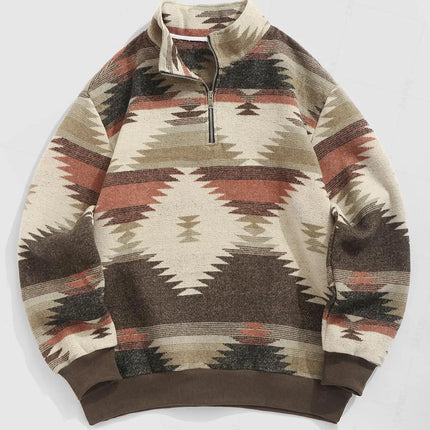 Vintage Knitted Sweater – Unisex Oversized Sweater with Ethnic Pattern