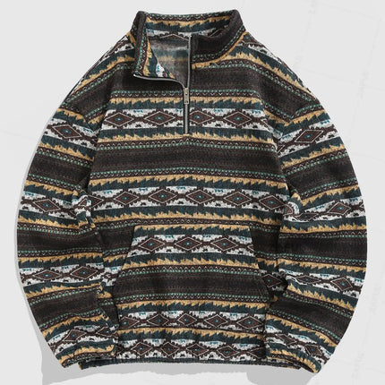 Vintage Knitted Sweater – Unisex Oversized Sweater with Ethnic Pattern