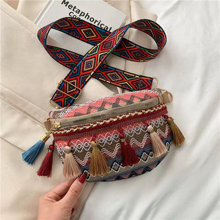 Bohemian Crossbody Bag with Fringe – Colorful, Adjustable Strap, Lightweight & Durable