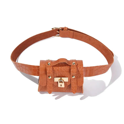 Women's Belt Bag with Gold Lock Detail – Stylish & Compact Waist Bag for Everyday Use