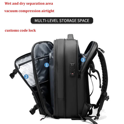 Waterproof Anti-Theft Laptop Travel Backpack – 40L Carry-On Bag with USB Port & TSA Lock