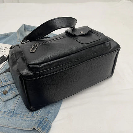 Women's PU Leather Shoulder Bag with Multiple Pockets – Spacious Handbag for Daily Use