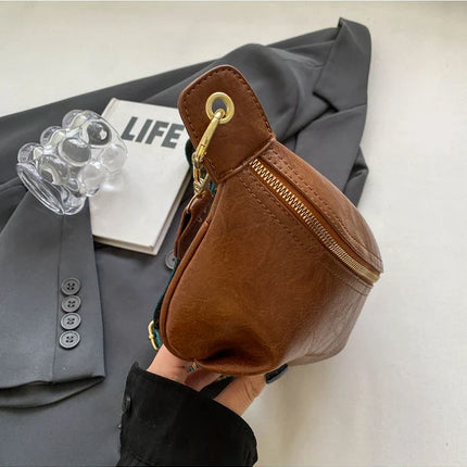 Luxurious Leather Crossbody Belt Bag – Versatile Waist & Shoulder Bag with Wide Strap