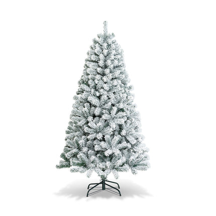 Snow-Frosted 6′ Artificial Christmas Tree (Approx. 6.0″ x 35.8″) – 600 PVC Branches, Flame-Retardant, Easy Assembly