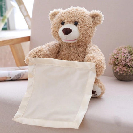 Interactive Peek-a-Boo Teddy Bear – Talking Plush Toy with Movement & Sound for Babies and Toddlers