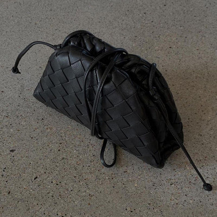 Amelia Mini Vegan Leather Shoulder Bag – Compact Woven Crossbody for Women