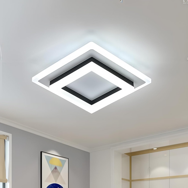 Slim Modern Square LED Ceiling Light 7.9" x 7.9" – Minimalist Flush Mount for Indoor Spaces
