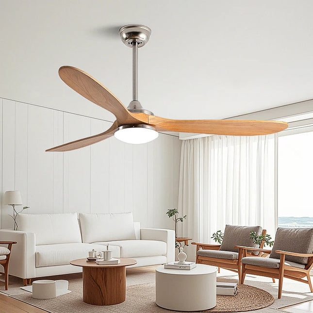 EcoLuxe 52" Wood Ceiling Fan with LED Light & Remote – Modern Flush Mount for Living Room, Bedroom, or Office