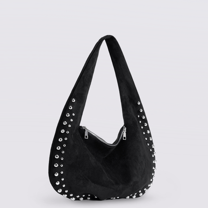 Black Vegan Leather Shoulder Bag with Studs – Bold & Stylish