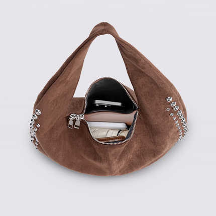 Black Vegan Leather Shoulder Bag with Studs – Bold & Stylish