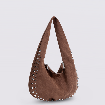 Black Vegan Leather Shoulder Bag with Studs – Bold & Stylish