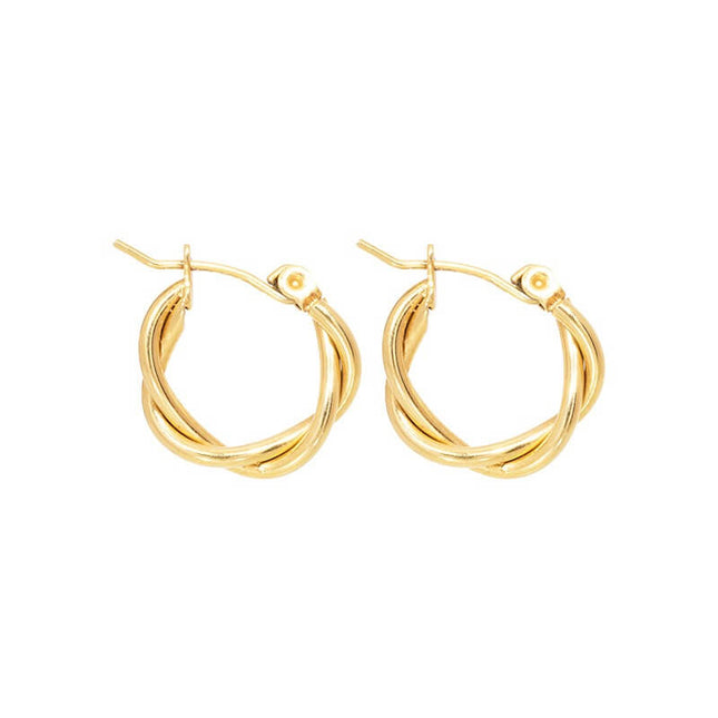 Gold Twisted Hoop Earrings – Elegant Gold-Plated Stainless Steel Hoops for Women – Hypoallergenic, Lightweight, and Versatile Fashion Jewelry