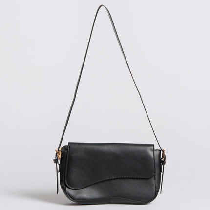 Vegan Leather Black Shoulder Bag – Adjustable Crossbody, Sustainable & Stylish