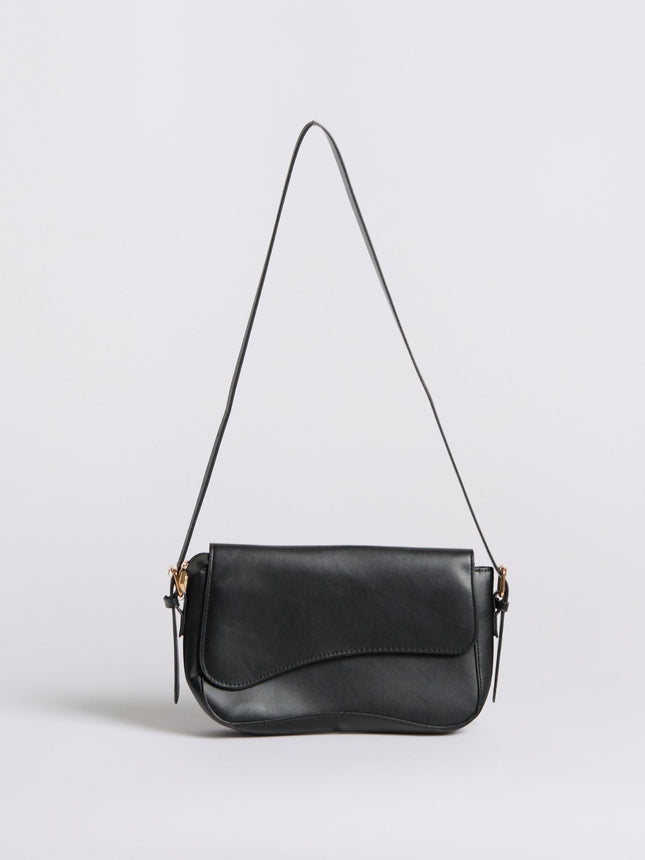 Vegan Leather Black Shoulder Bag – Adjustable Crossbody, Sustainable & Stylish