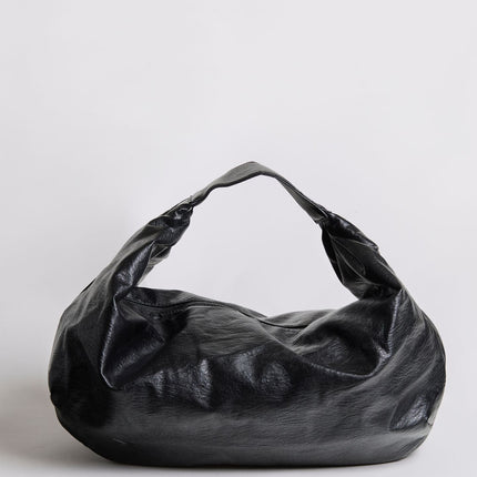 Vegan Leather Soft Hobo Shoulder Bag – Black | Sustainable & Stylish Everyday Tote