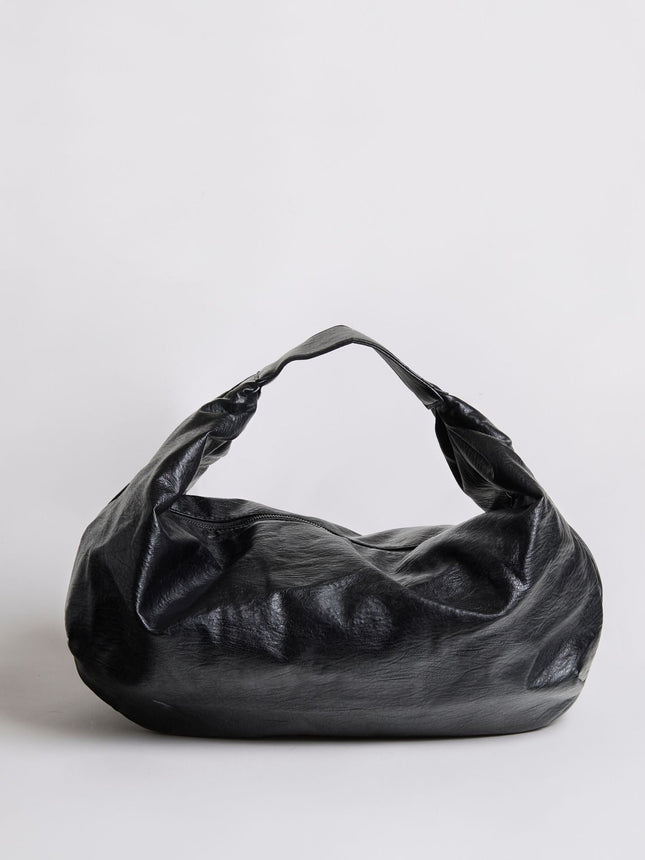Vegan Leather Soft Hobo Shoulder Bag – Black | Sustainable & Stylish Everyday Tote