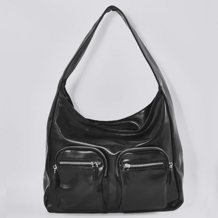 Modern Shoulder Bag with Front Pockets – Vegan Leather