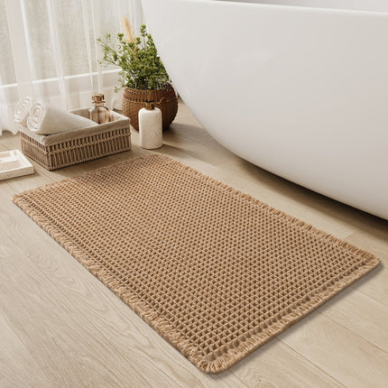 Ultra-Absorbent Bathroom Mat with Non-Slip Backing – Stylish Waffle Design & Soft Quick-Dry Texture