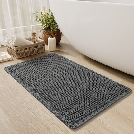 Ultra-Absorbent Bathroom Mat with Non-Slip Backing – Stylish Waffle Design & Soft Quick-Dry Texture