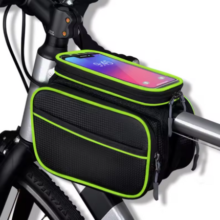 Waterproof Bike Frame Bag with Phone Holder – Dual Storage & Touchscreen Window