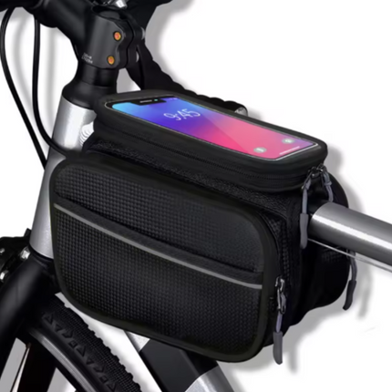 Waterproof Bike Frame Bag with Phone Holder – Dual Storage & Touchscreen Window