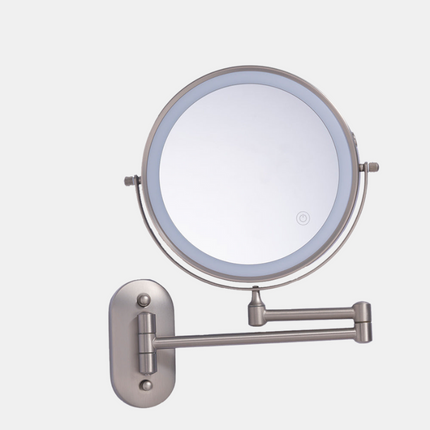 Double-Sided LED Wall Makeup Mirror with 5x Magnification – Rechargeable Vanity Mirror for Bathroom & Dressing Table