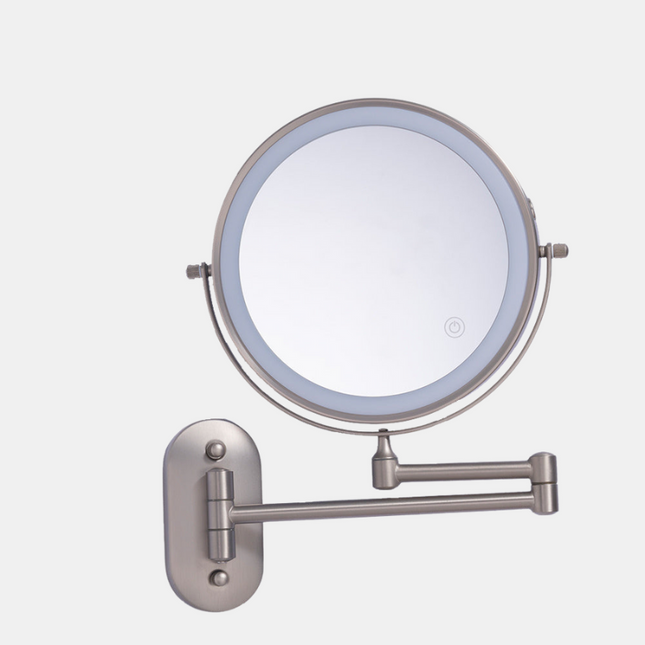 Double-Sided LED Wall Makeup Mirror with 5x Magnification – Rechargeable Vanity Mirror for Bathroom & Dressing Table