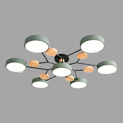Modern LED Ceiling Light Fixture with Branch Design & Round Panels – Dimmable, Energy-Efficient Lighting (24", 31", 39")