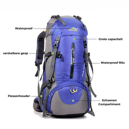 Waterproof 50L Outdoor Hiking Backpack – Durable, Spacious, and Weather-Resistant