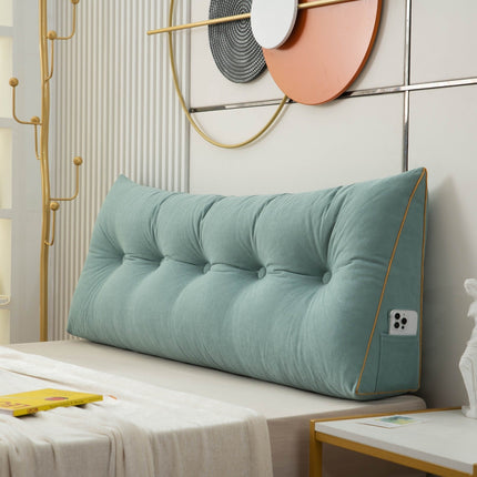 Ergonomic Bed Headboard Pillow – Large Backrest Cushion with Side Pockets, Washable Cover for Reading & Relaxation